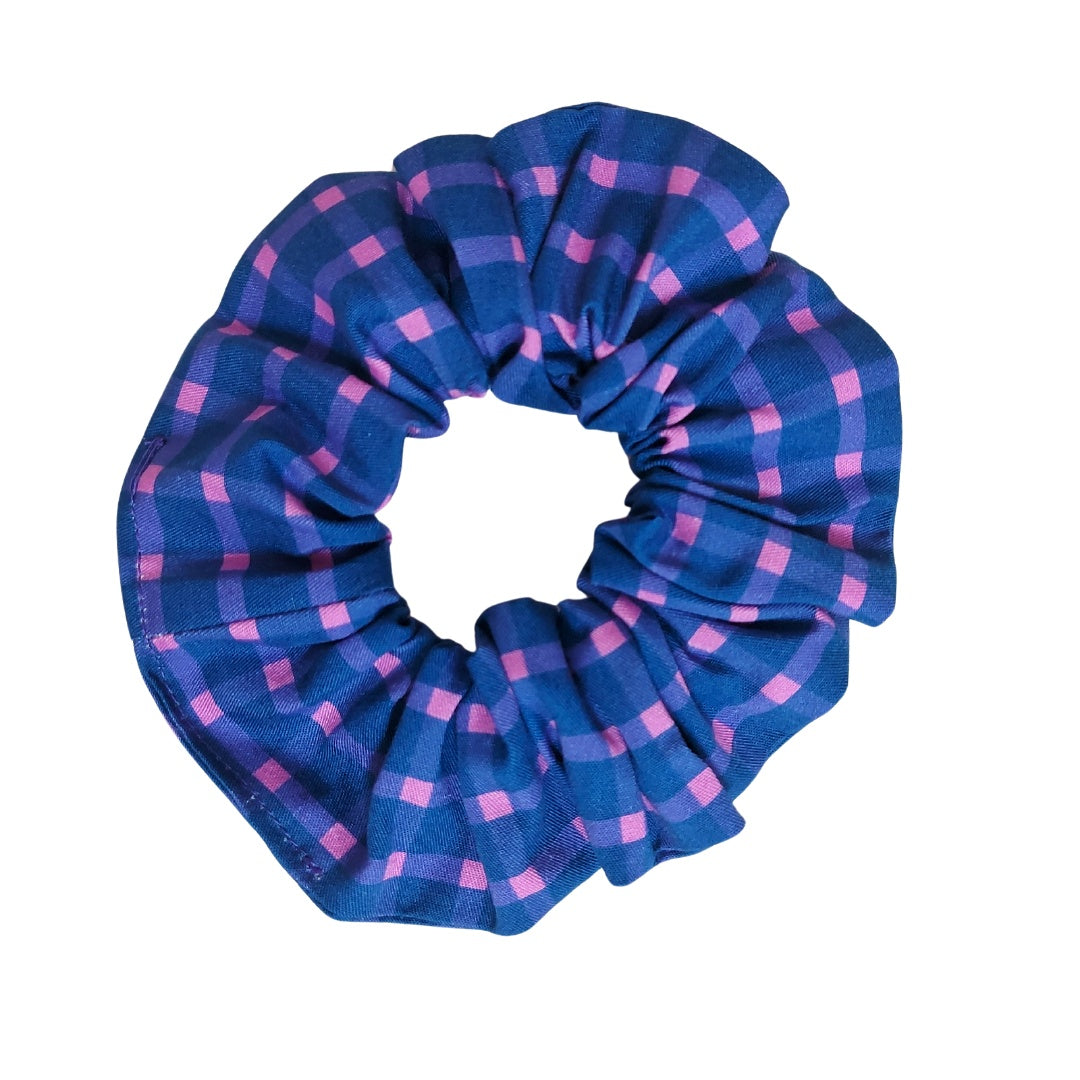 Deep Purple and Pink Gingham Scrunchie