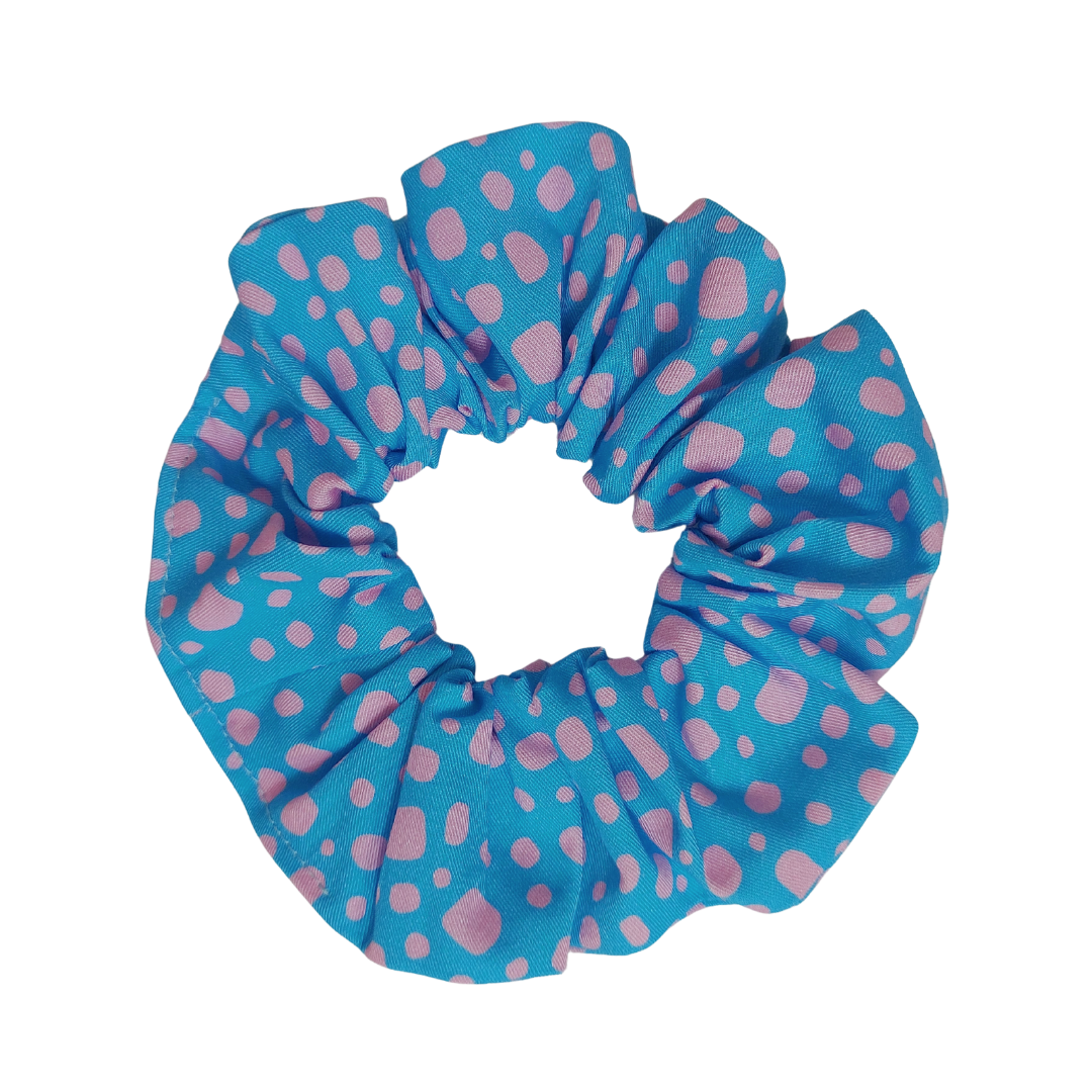 Blue and Pink Pebbles Scrunchie