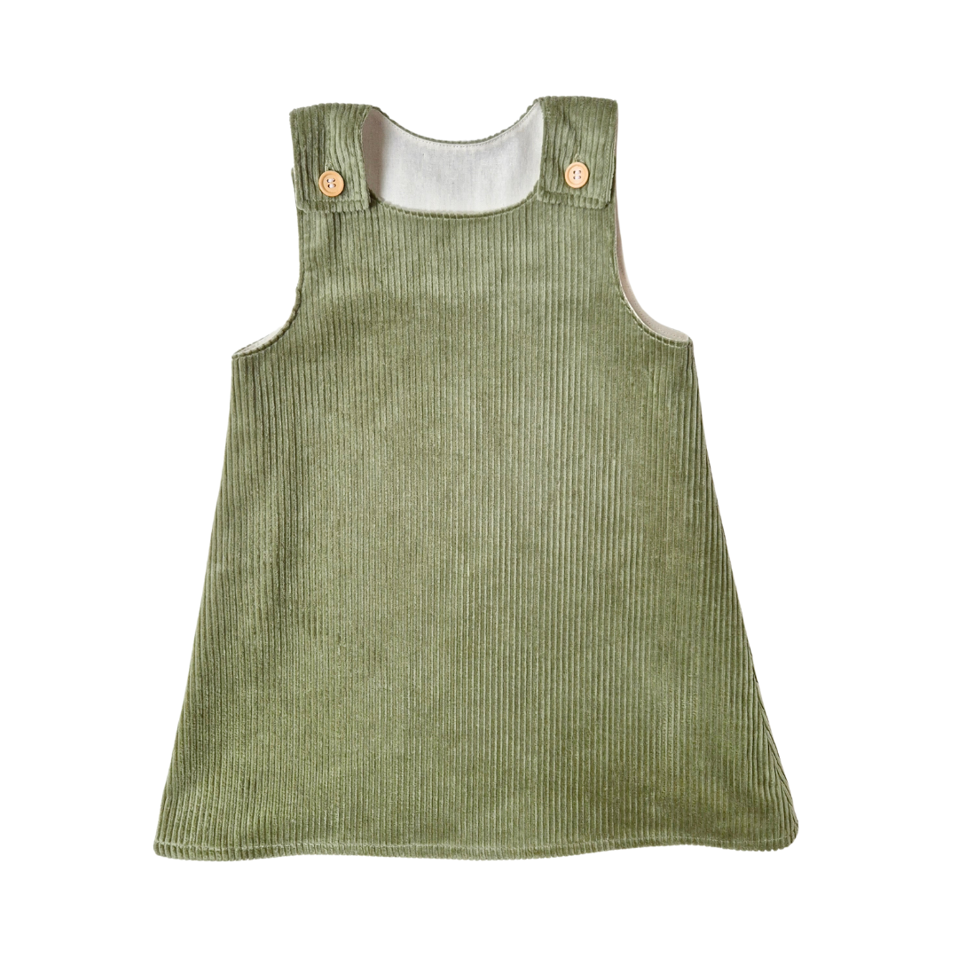 Sage Corduroy Pinafore