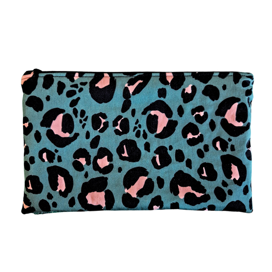 Large Pencil Case/Pouch - Green Leopard