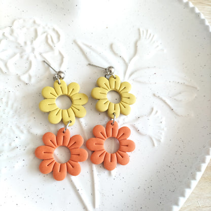 Retro Flower Statement Dangles