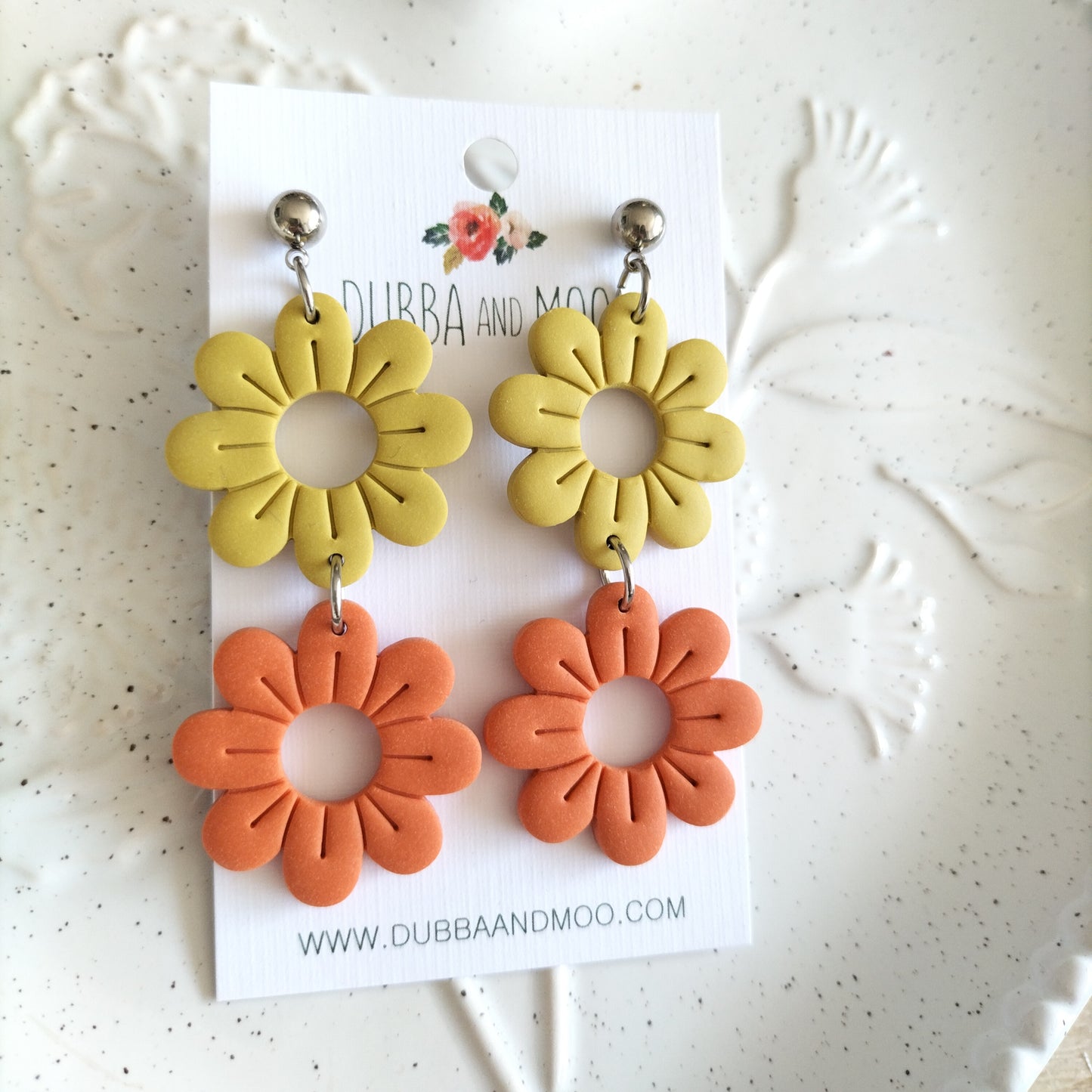 Retro Flower Statement Dangles