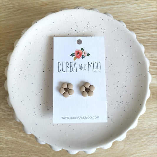 Puffy Flower Studs - Neutrals