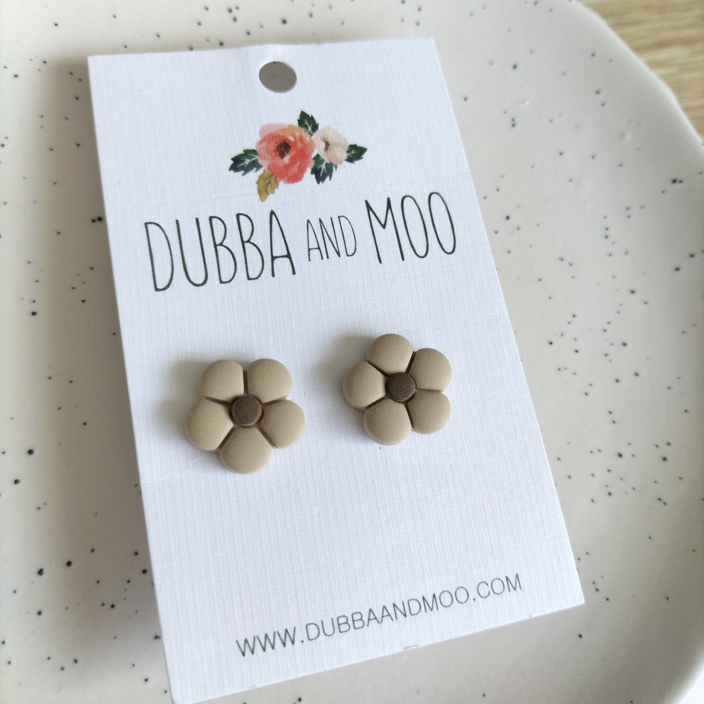 Puffy Flower Studs - Neutrals