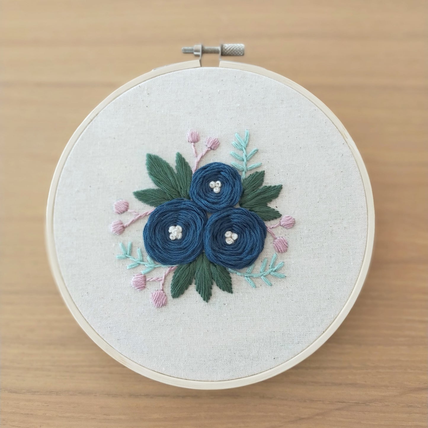 Navy Flower Hoop