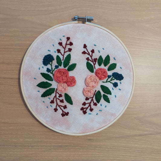 Peachy Duo Floral Hoop