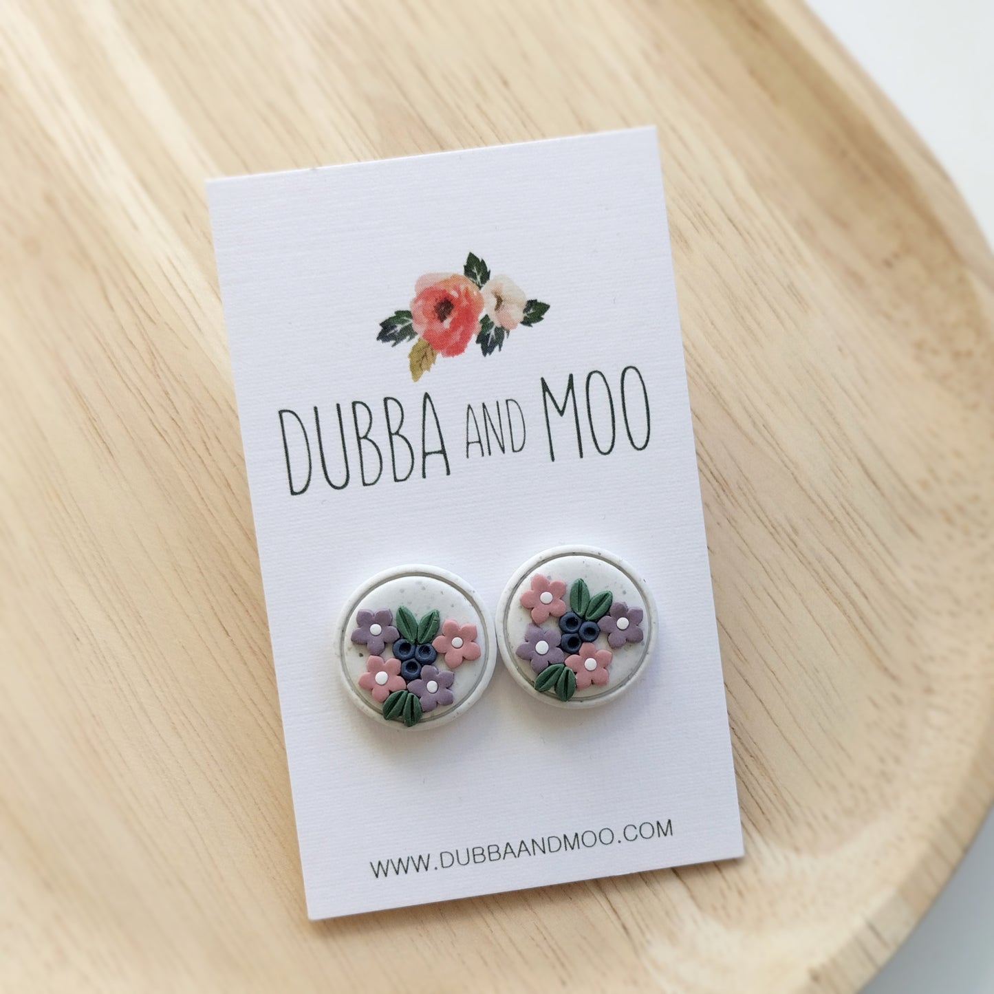 Framed Floral Studs - White Stone